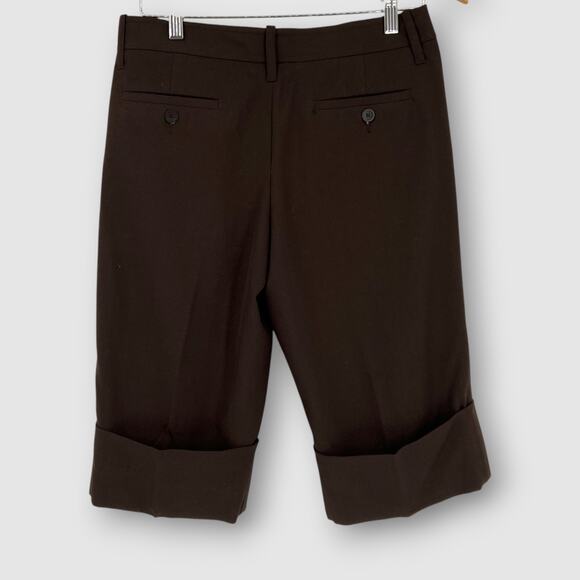 Y2k Vintage GAP Brown Cuffed Bermuda Dress Shorts Size 6 - Picture 2 of 4